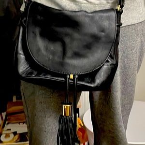 SEE BY CHLOE black leather cross body bag w/ tassels